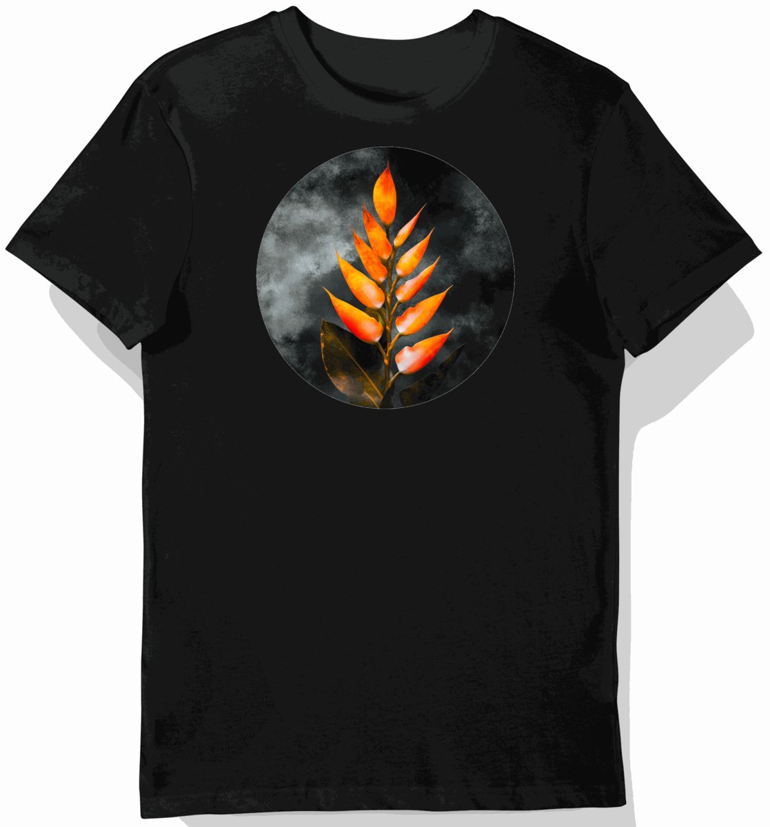 Koszulka męska czarna z motywem egzotycznym kwiatów S