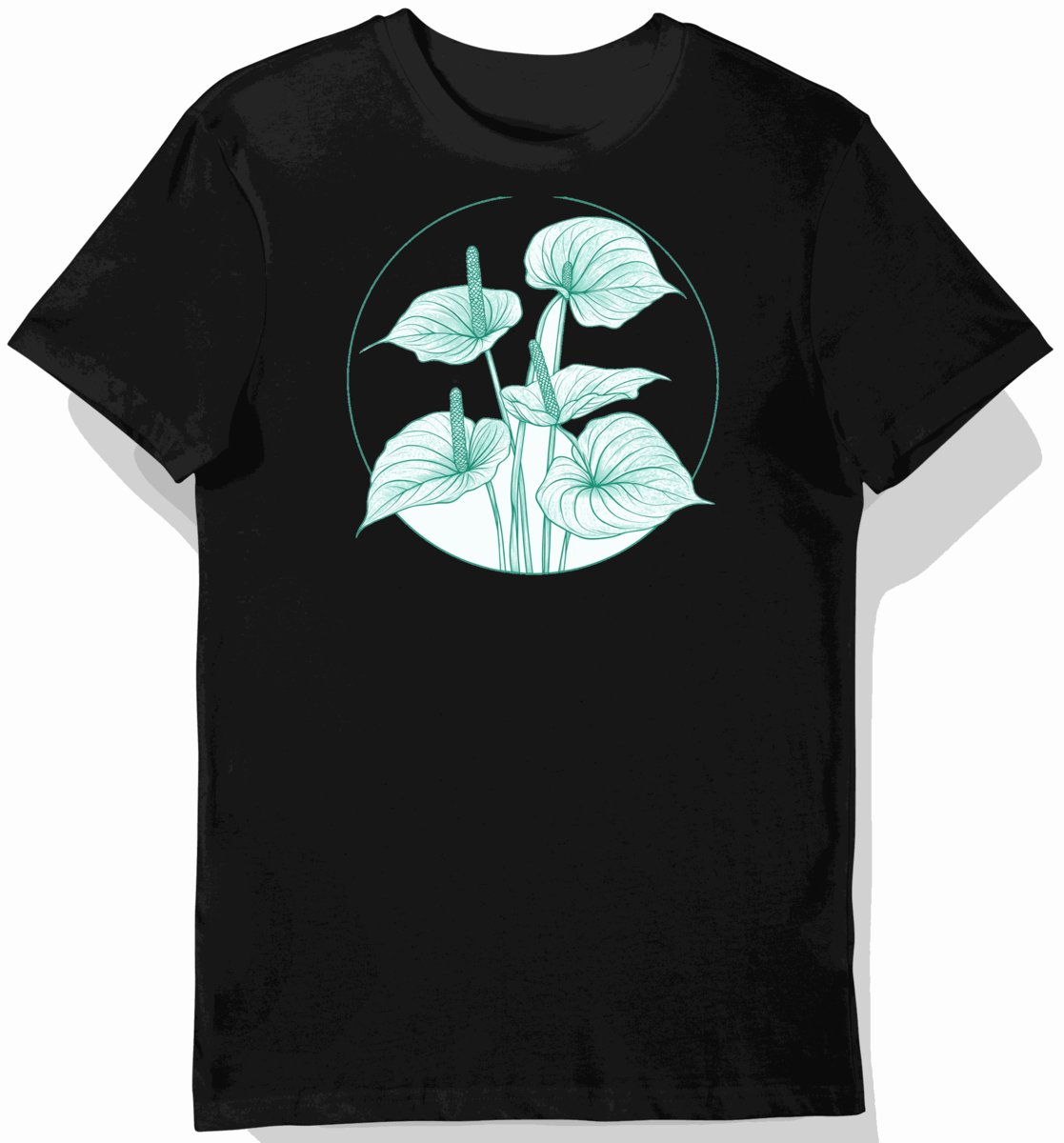 Koszulka męska czarna z grafiką kwiatów tropikalnych 3XL