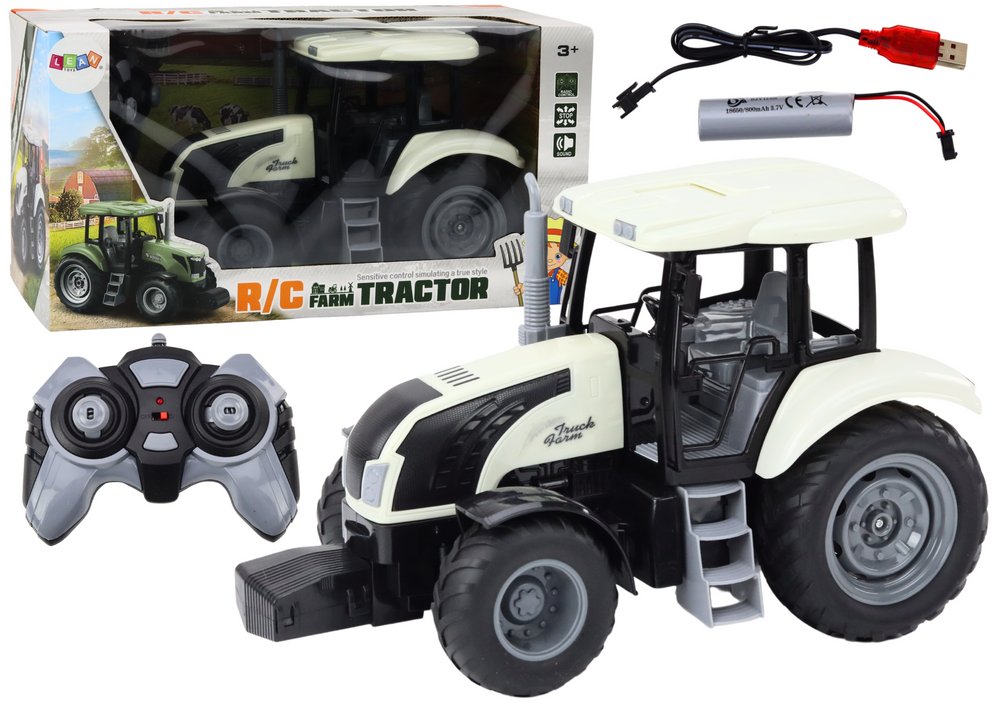 ZDALNIE STEROWANY TRAKTOR DŹWIĘKI BIAŁY DLA DZIECI