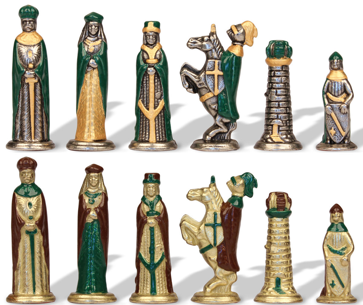 ITALIAN CHESS PIECES MEDIEVAL Hand painted