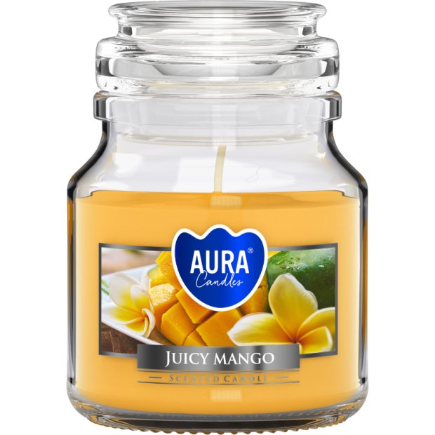 MAŁA Świeca zapachowa w słoiku BISPOL Aura 28H SOCZYSTE MANGO