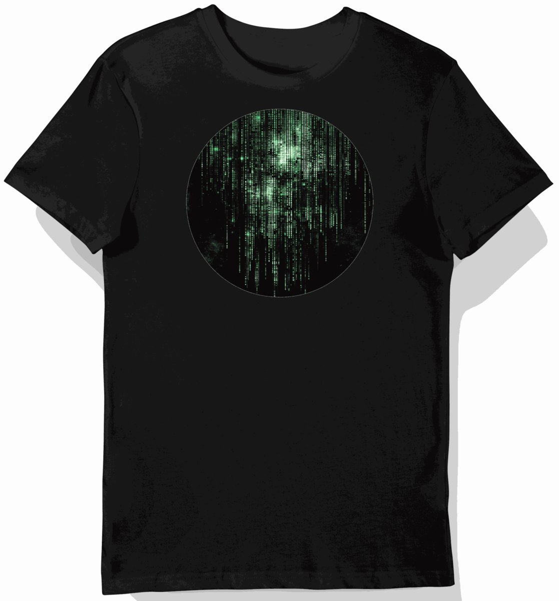Koszulka męska czarna z motywem kodu Matrix L