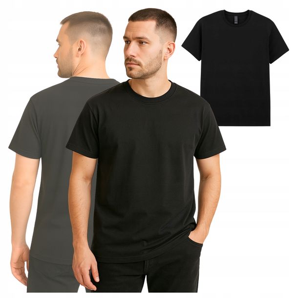 T-SHIRT Koszulka męska czarna robocza z Krótkim Rękawem 100% Bawełna