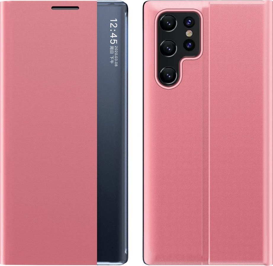 New Sleep Case etui do Samsung Galaxy S25 Ultra pokrowiec z klapką i podstawką - różowe