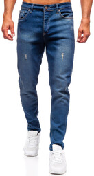 Granatowe spodnie jeansowe męskie slim fit Denley 6518