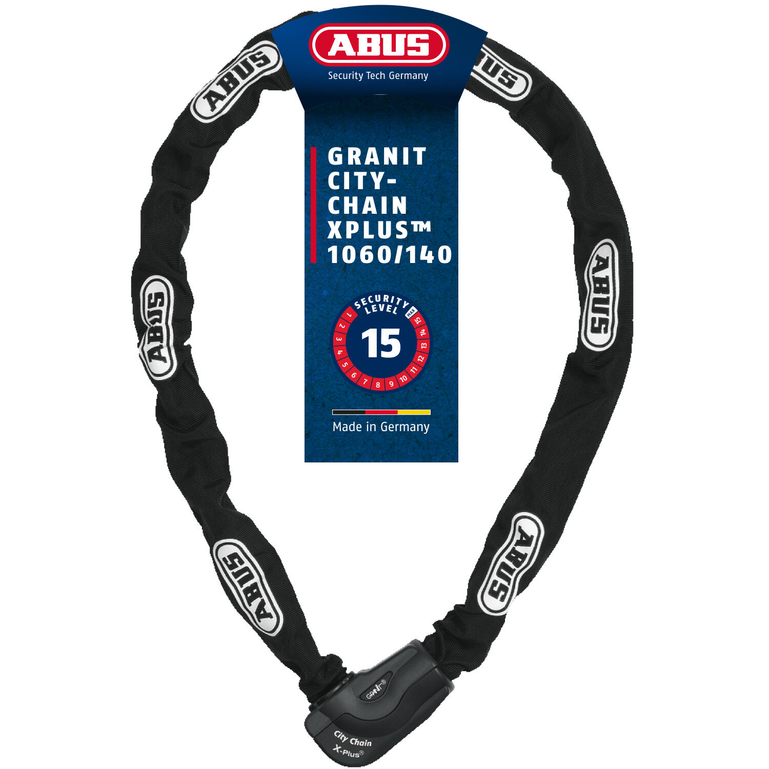 Abus Granit CityChain X-Plus 1060 Łańcuch rowerowy z zamkiem, black 1400mm 2020 Zabezpieczenia rowerowe 28624