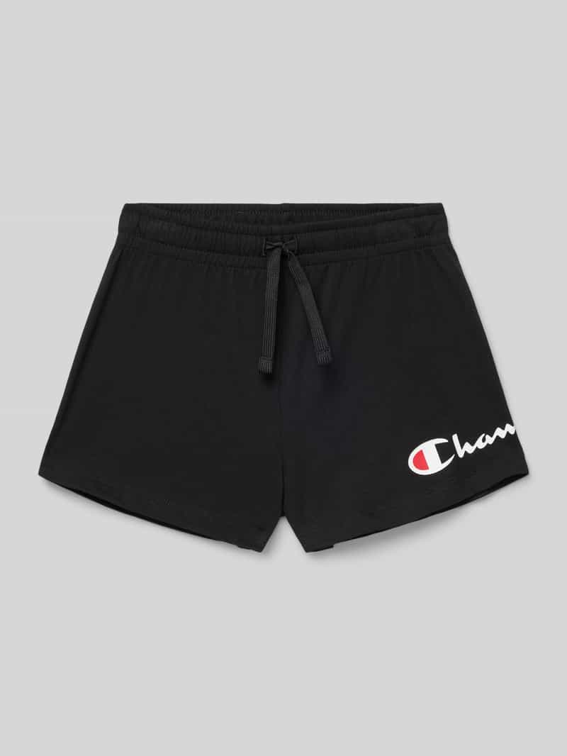 Szorty z dzianiny dresowej o kroju regular fit z nadrukiem z logo