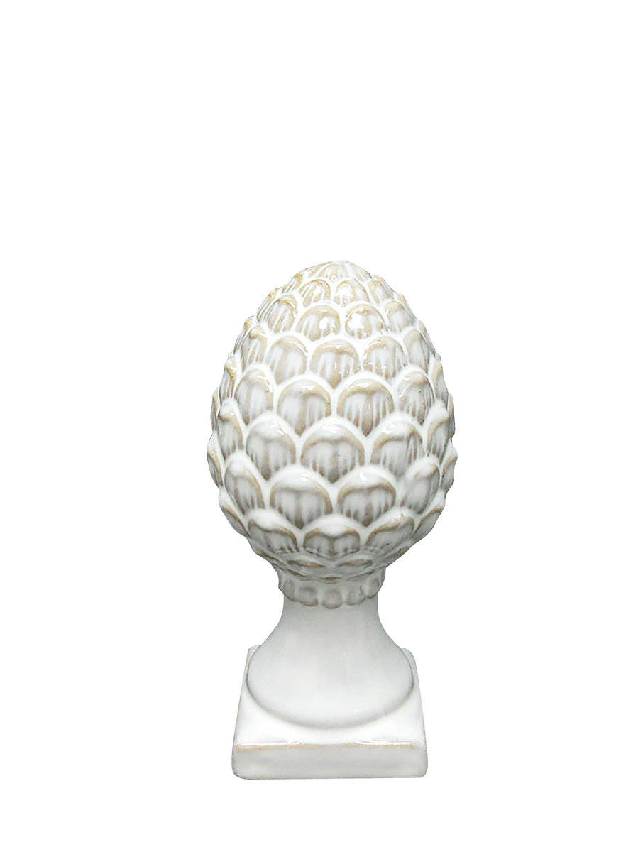 Figurka Hytte - ceramiczna szyszka 15.9 cm biała