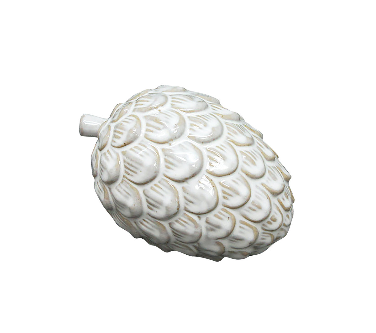 Figurka ceramiczna Hytte - szyszka biała 13,6 cm