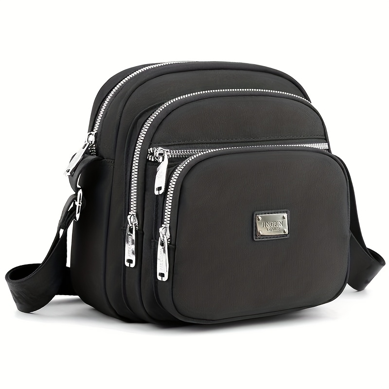 TEMU Uniseksowa Torba Kurierska Kwadratowa - Lekka Nylonowa Torba na Ramię z Wieloma Kieszeniami i Regulowanym Paskiem, Zamknięcie na Zamek