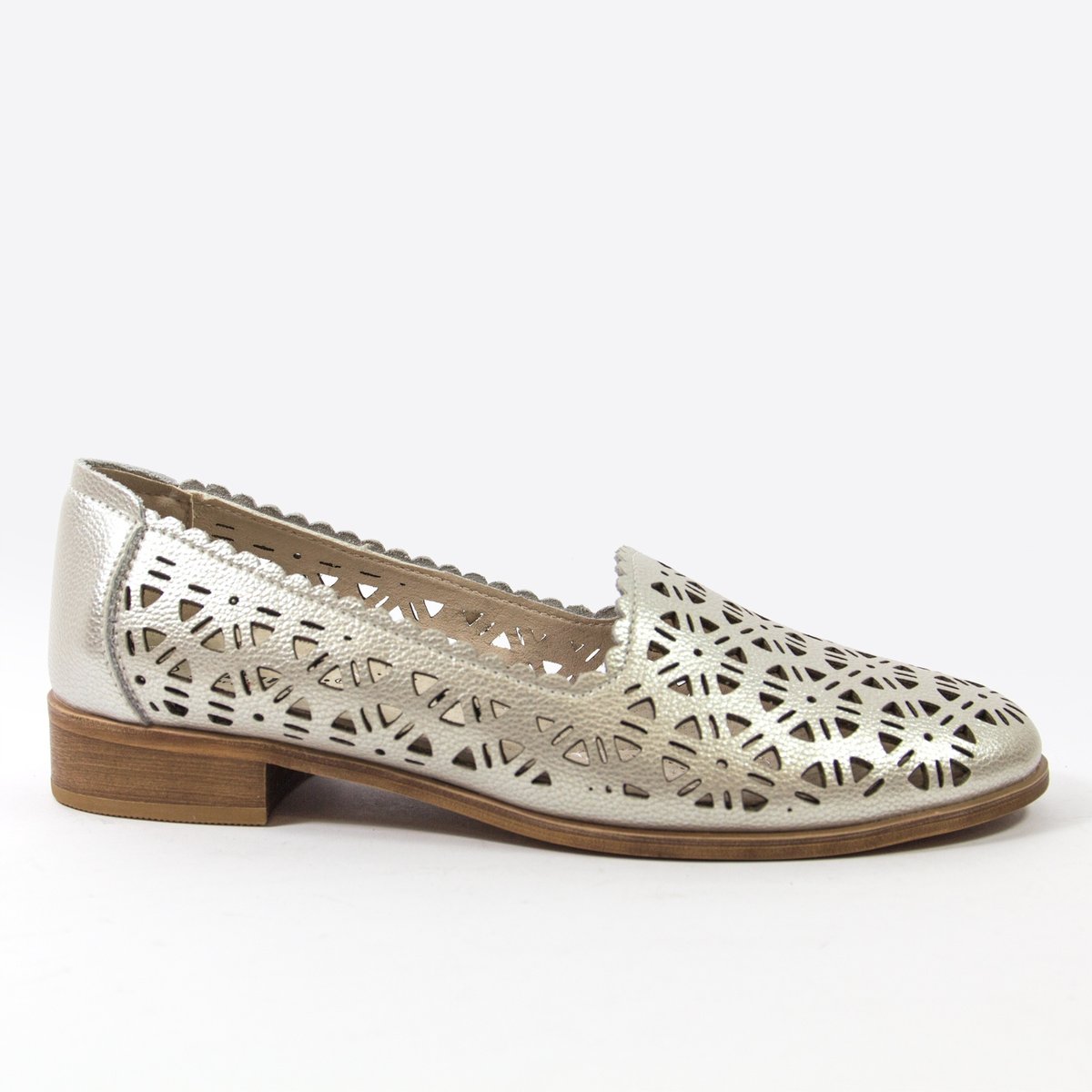 Półbuty baleriny damskie S.BARSKI LR51-646 złote skórzane ażurowe r.36