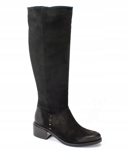 Czarne kozaki damskie Carinii B4042/S-360 skóra nubuk modne eleganckie r.39