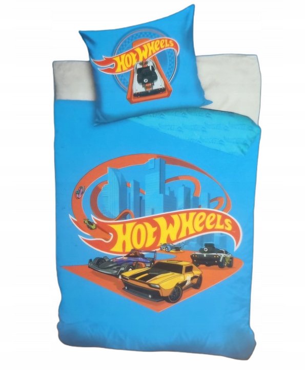 POŚCIEL HOT WHEELS WYŚCIGI SAMOCHODY 160 x 200 Komplet Pościeli Dziecięcej