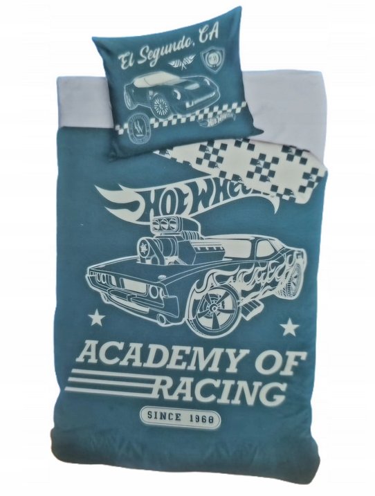 HOT WHEELS Komplet Pościeli WYŚCIGI SAMOCHODY 160 x 200 Bawełniana