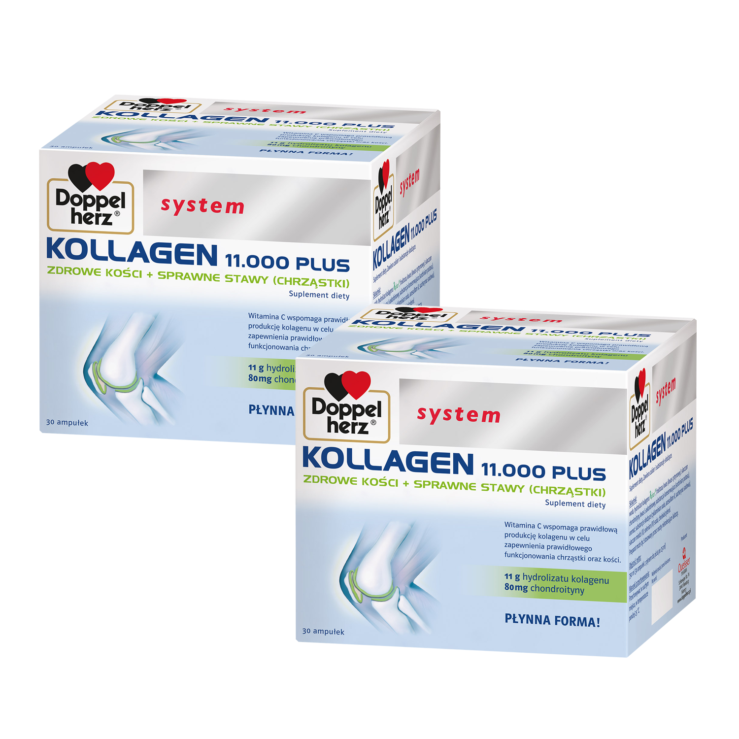 Zestaw Doppelherz system Kollagen 11000 Plus, 2 x 30 ampułek