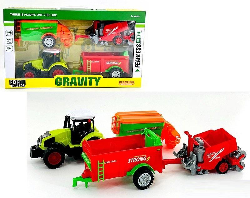 Traktor z maszynami rolniczymi - model lub pojazd