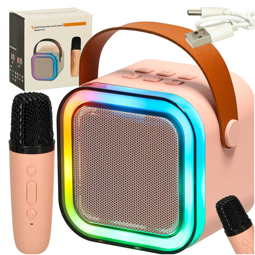 Zestaw do karaoke mikrofon głośnik przenośny Bluetooth Usb Led - gadżet
