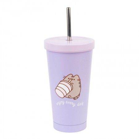 Kubek 500ml Pusheen metalowy z rurką Vm03 - kubek