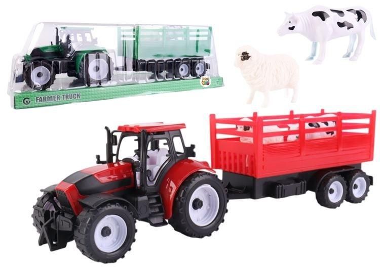 Traktor z przyczepą burtową i zwierzętami mix Pro Kids - model lub pojazd