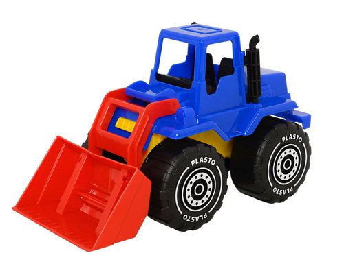 Ładowacz czołowy 30 cm w pudełku kolor niebiesko-czerwony Plasto - zabawka