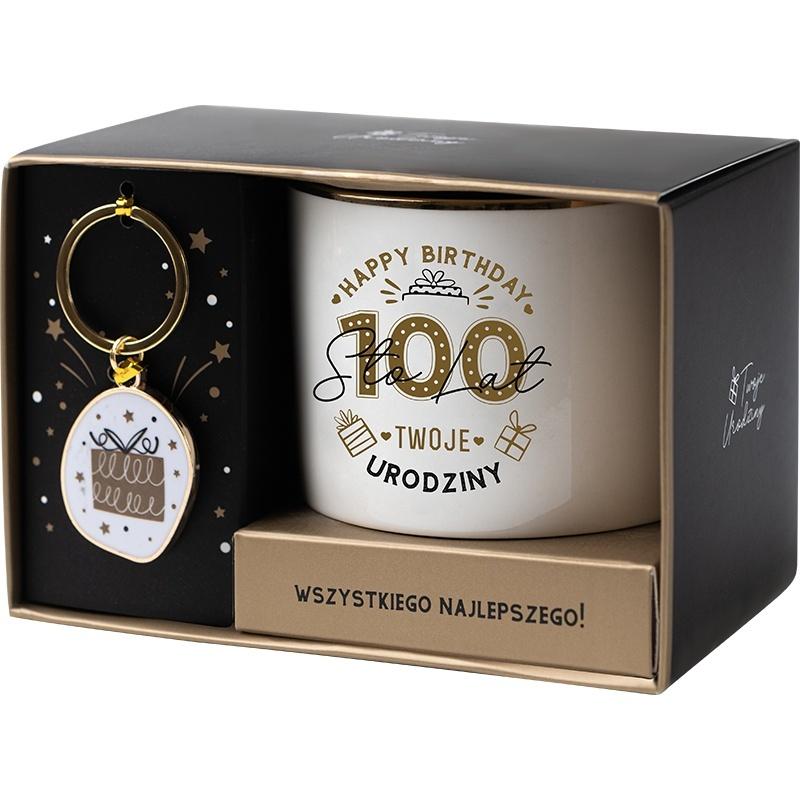 Zestaw prezentowy na urodziny 100 Lat biało-złoty - kubek