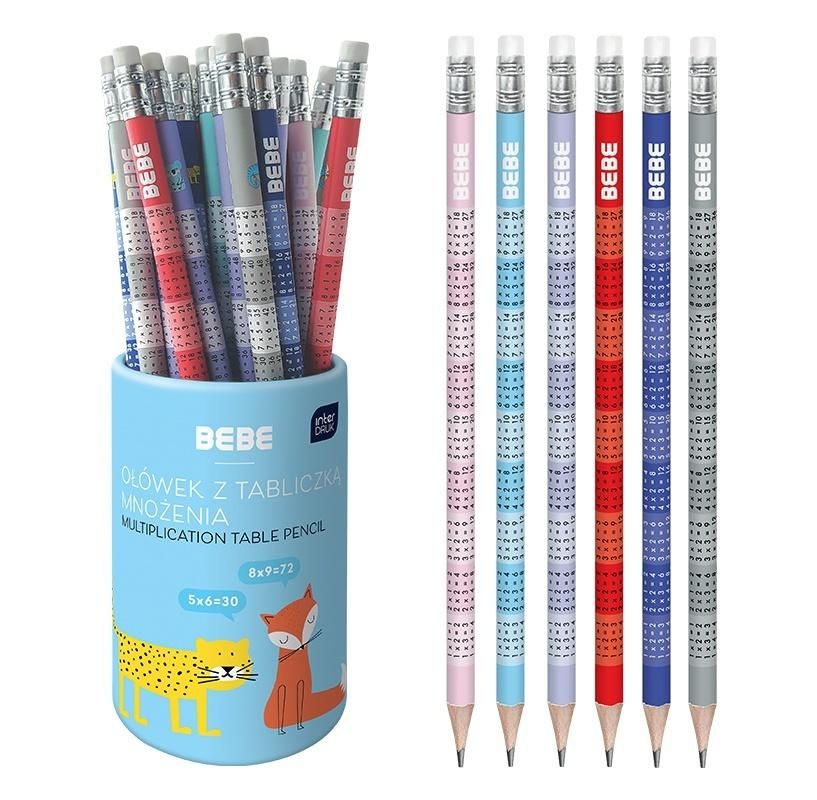Ołówek Hb z tabliczką mnożenia Bebe Kids 36szt