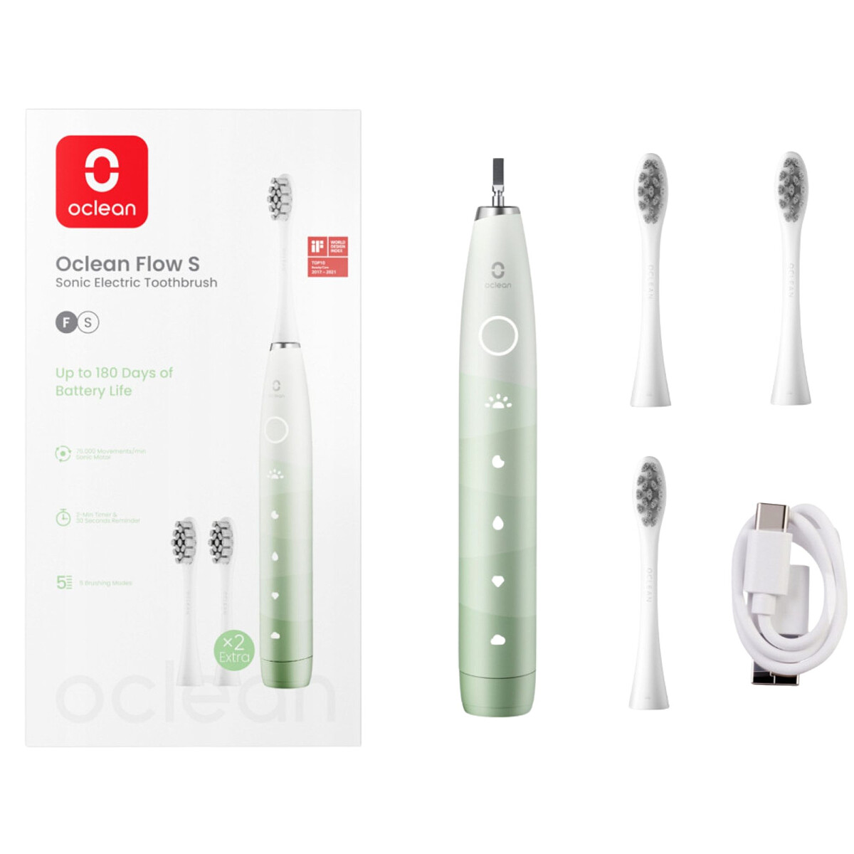 Szczoteczka soniczna Oclean Flow S Zielona