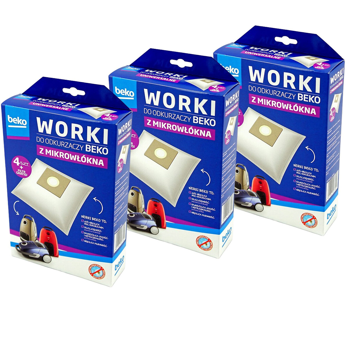Zestaw Beko Worki do odkurzacza WM01K 12 szt.