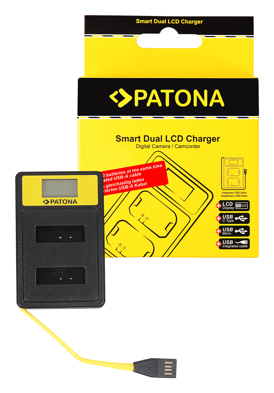 Patona USB Smart Dual LCD do Canon NB-13L