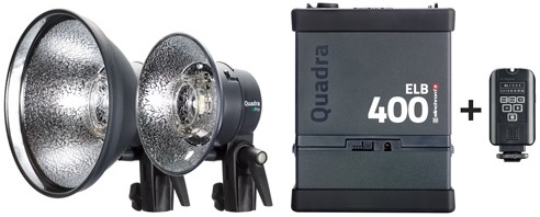 Elinchrom Zestaw ELB 400 z głowicami PRO, różne reflektory