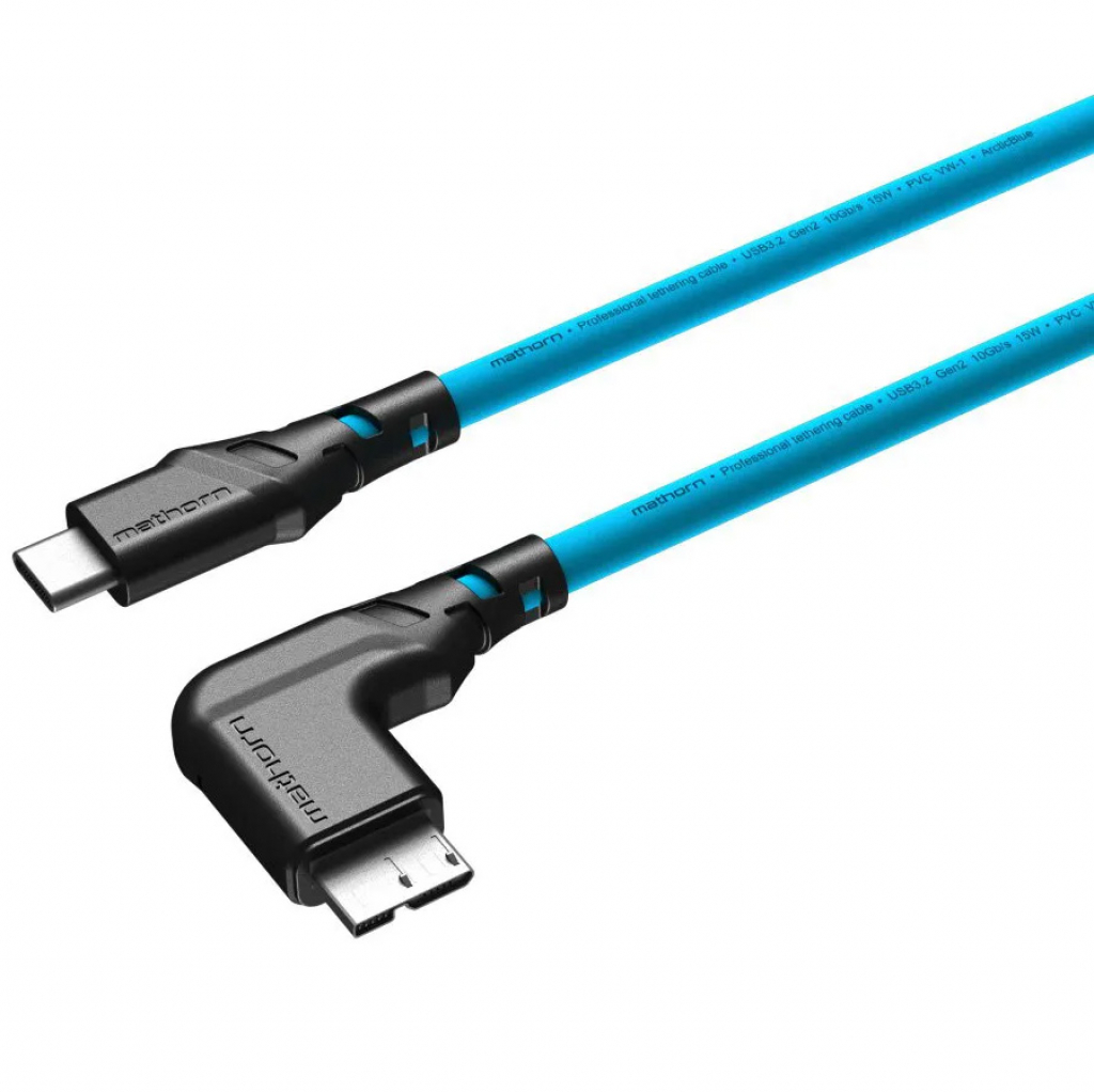 Mathorn MTC-531 USB C - MicroB 5m Arcticblue kątowy