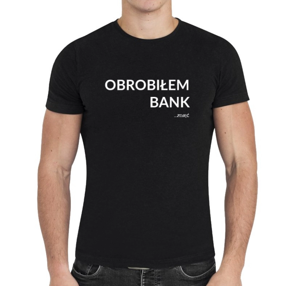 Cyfrowepl Koszulka czarna Obrobiłem bank zdjęć L