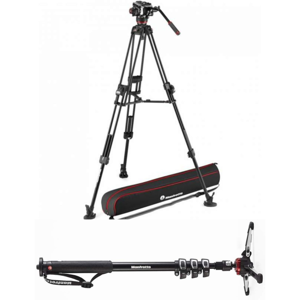 Manfrotto Zestaw wideo 645 Alu Fast Twin z głowicą 504X + Monopod MVMPROA4 Gratis