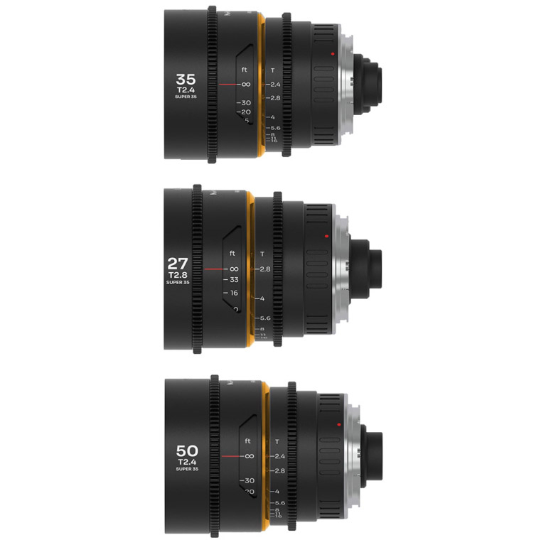 Venus Optics Zestaw obiektywów Laowa Nanomorph 27 mm, 35 mm, 50 mm S35 Amber do Arri PL / Canon EF