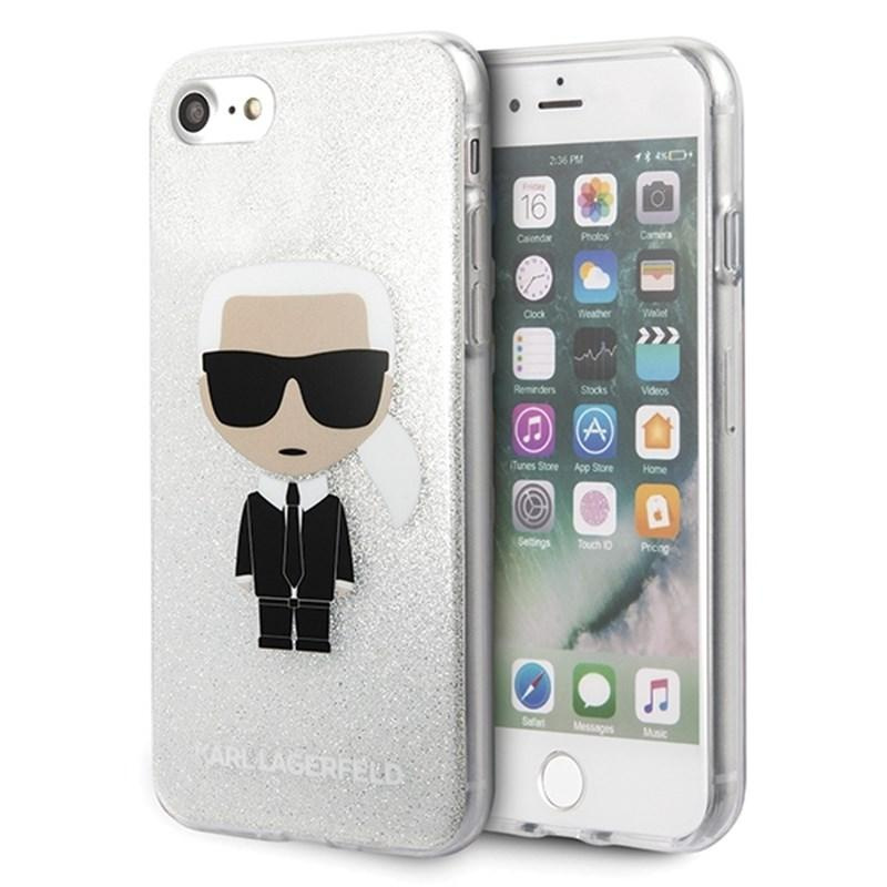Karl Lagerfeld Iconic Karl - Etui iPhone SE 2020 / 8 / 7 Silver Glitter