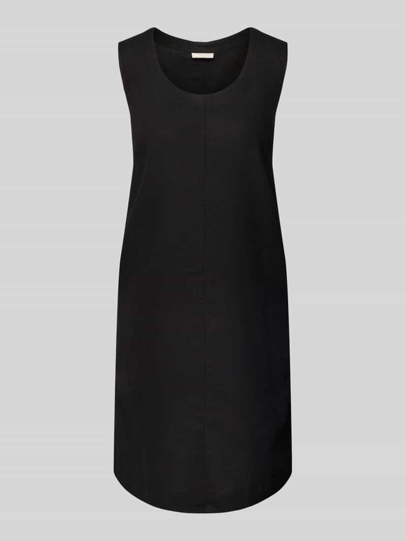 Sukienka lniana o długości do kolan z okrągłym dekoltem model ‘LAVA’