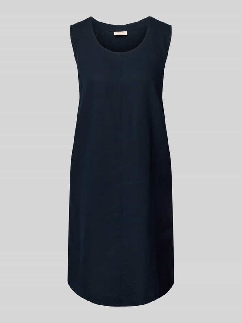 Sukienka lniana o długości do kolan z okrągłym dekoltem model ‘LAVA’