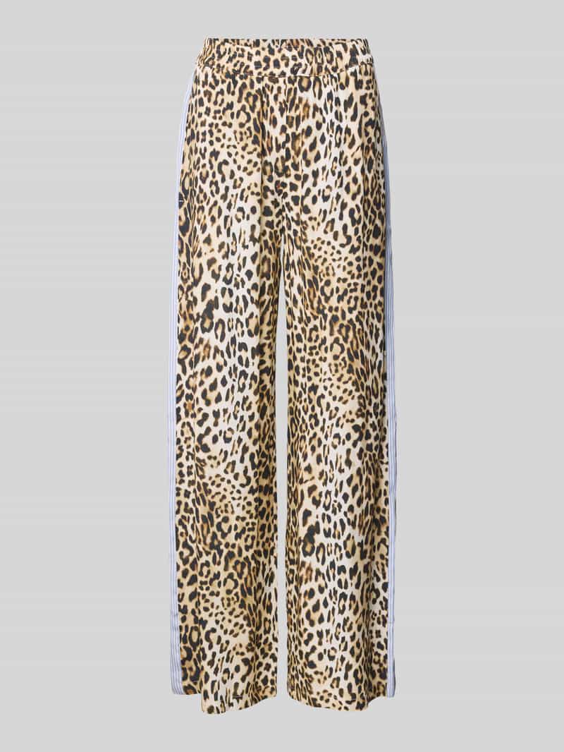 Spodnie materiałowe z prostą nogawką i lampasami