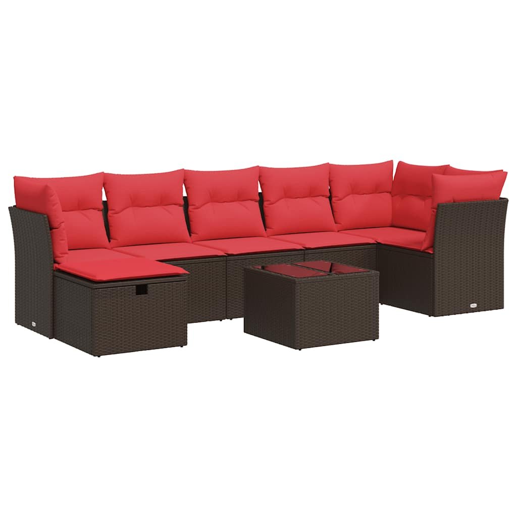 vidaXL 8-cz. zestaw wypoczynkowy do ogrodu, z poduszkami, brązowy