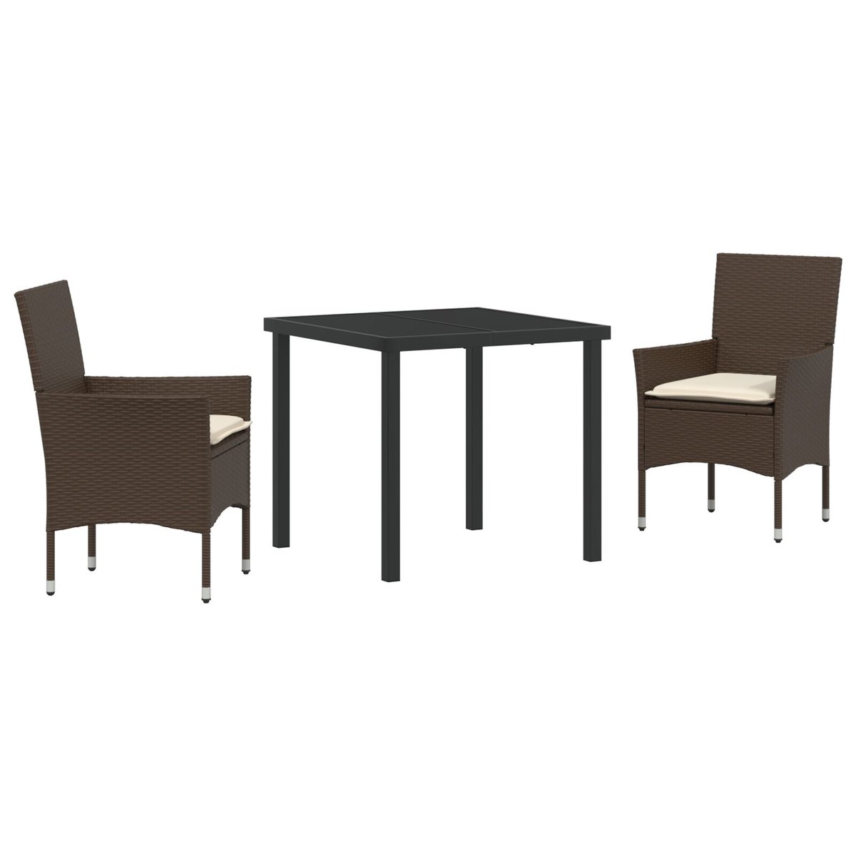 3-częściowy zestaw jadalniany z poduszkami Brązowy