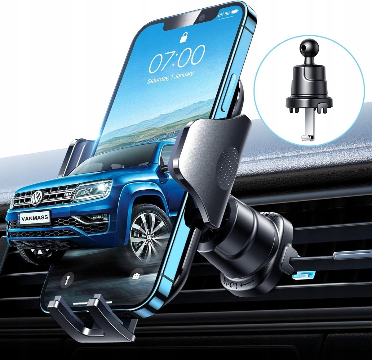 Uchwyt Na Kratkę Telefon Samochodowy Nawiewu Haczyk Obracany o 360