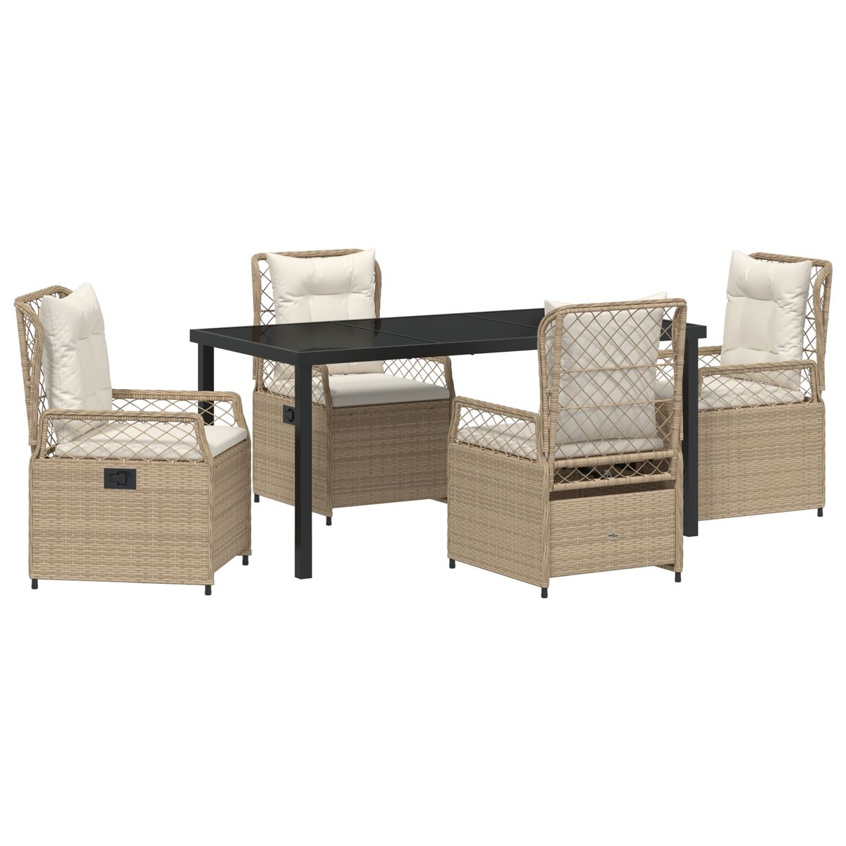 5-częściowy zestaw obiadowy ogrodowy Beżowy Rattan