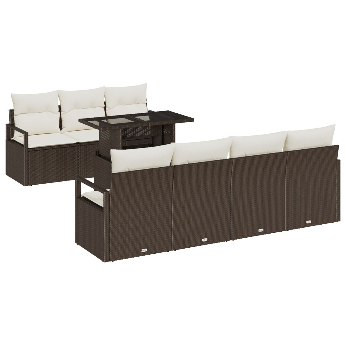 vidaXL 8-częściowy zestaw kanapowy ogrodowy z poduszkami Brązowy Polirattan, vidaXL 2-osobowa kanapa ogrodowa z poduszkami Brązowy Polirattan