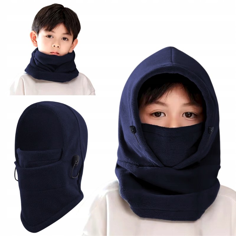 KAPTUR CIEPŁA KOMINIARKA DZIECIĘCA ZIMOWA SPORTOWA CZAPKA DLA DZIECI GRANAT