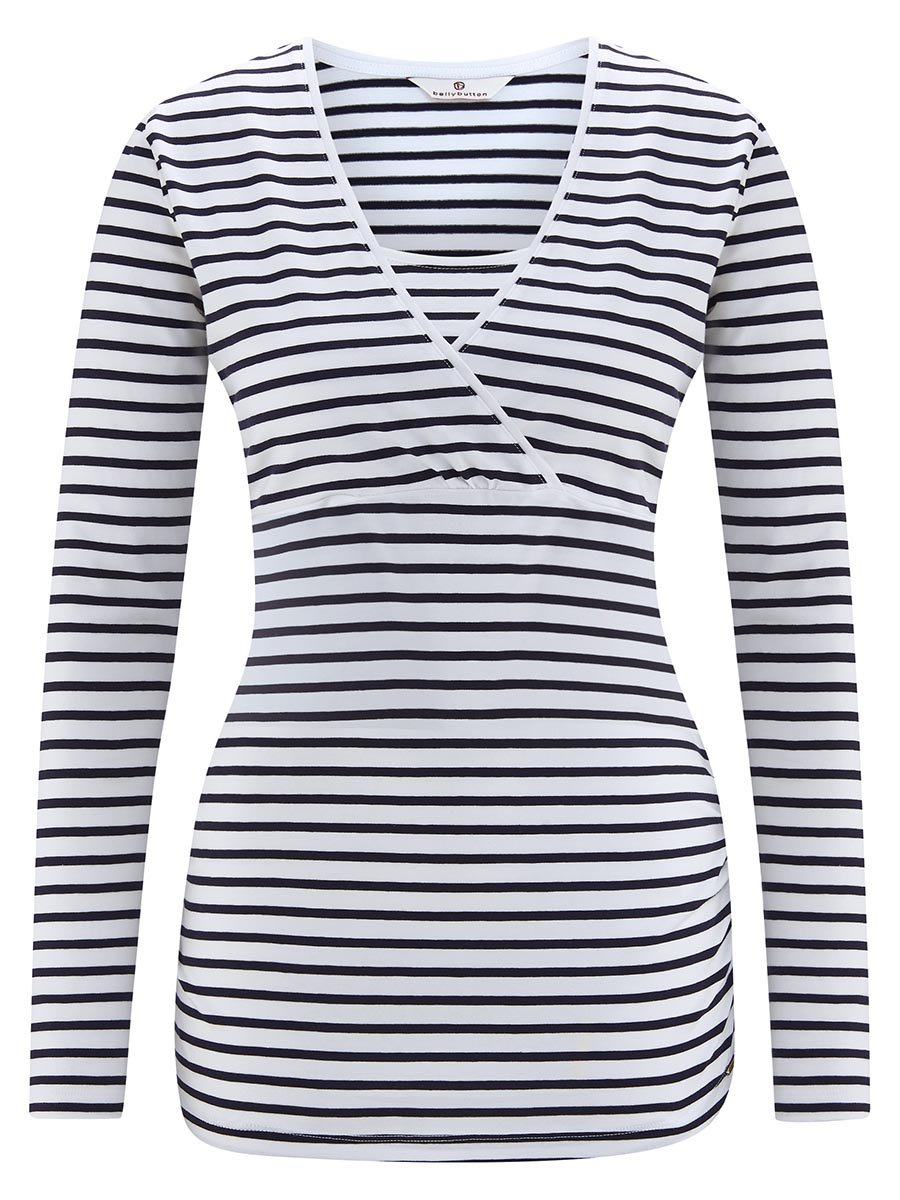 Damska bluzka z długim rękawem w paski jasnoszara Bellybutton Maternity, r.XL
