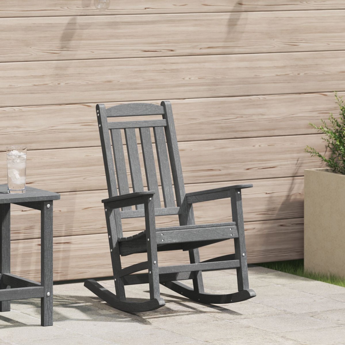 Krzesło Bujane Jasnoszare 70x92x107 cm HDPE