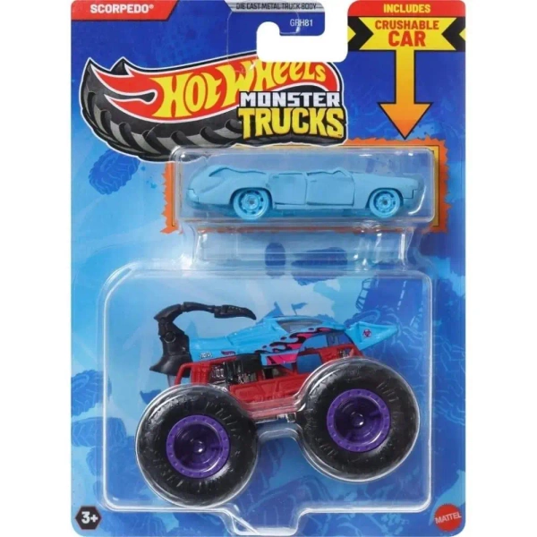 Hot Wheels Monster Trucks Pojazd 1:64 + auto JCG30 - Mattel