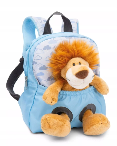 NICI 49848 Plecak 21x26cm niebieski + maskotka Lew 25cm