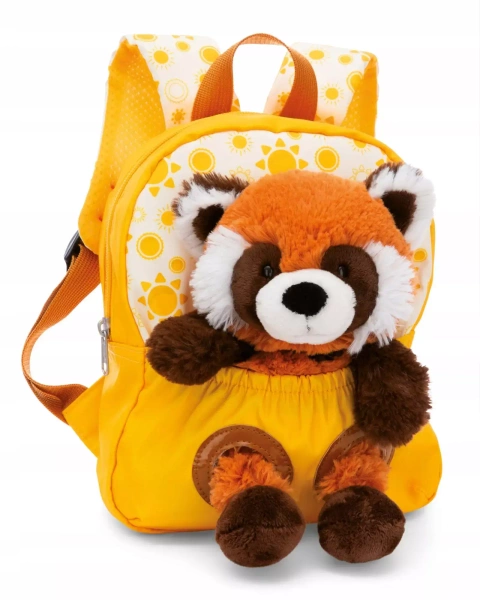 NICI 49854 Plecak 21x26cm żółty + maskotka Panda czerwona 25cm