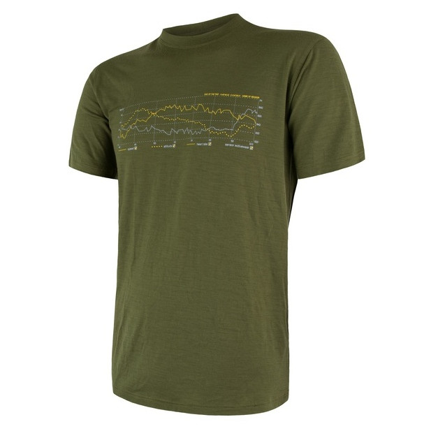 Koszulka męska Sensor Merino Wool Active PT Track (short sleeve) Rozmiar: S / Kolor: ciemnozielony